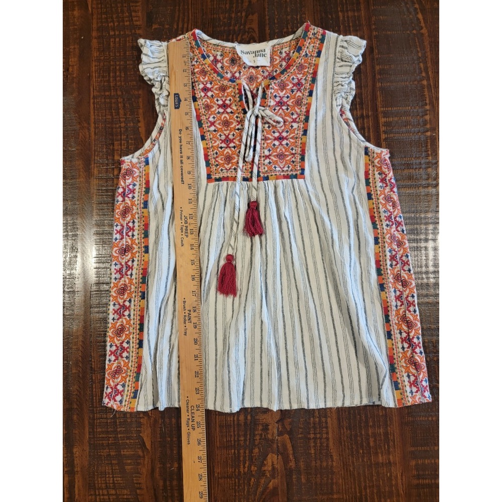 Women's Savanna Jane‎ Boho Embroidered Top Sz S EUC